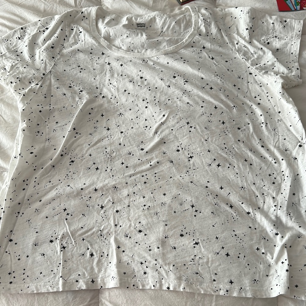 White T-shirt with black scattered stars